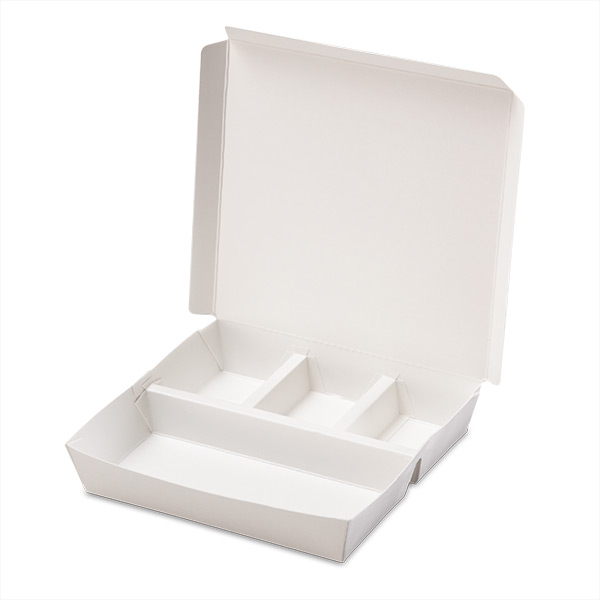 Rectangular Paper Food Container Paper Lunch Box Four Compartment with –  Fastfoodpak